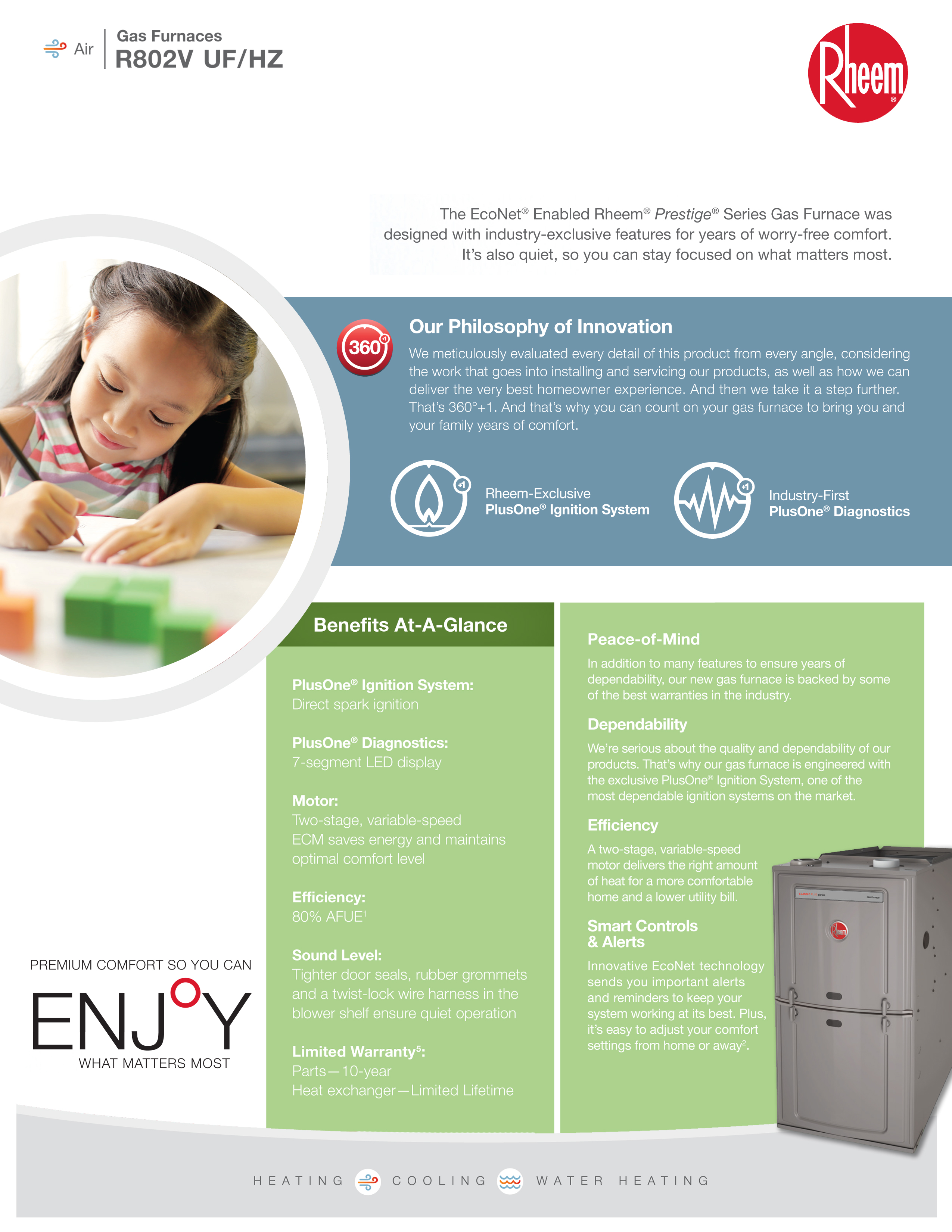 Rheem 80% Variable Speed 100K BTU Gas Furnace, R802VA100521MSA (Closeout Special 5941)(F)